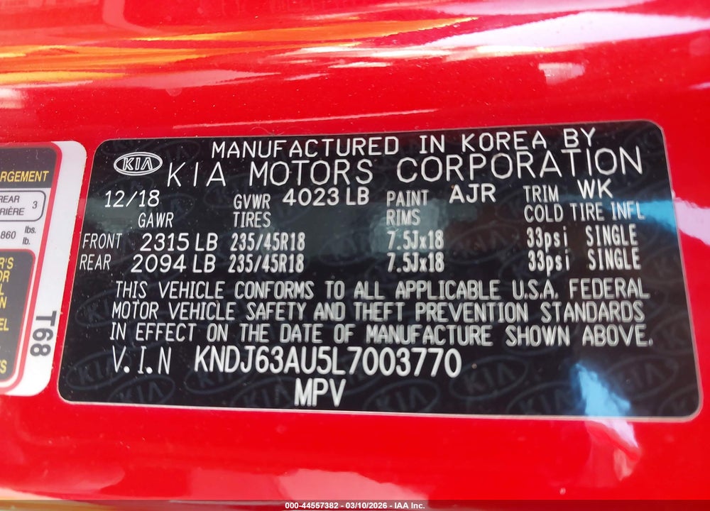 2020 KIA SOUL GT-LINE VIN: KNDJ63AU5L7003770