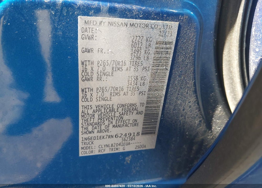2024 NISSAN FRONTIER SV 4X4 VIN: 1N6ED1EK7RN624918