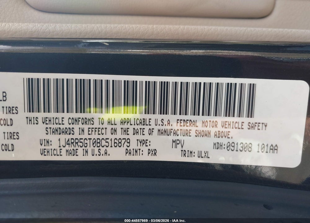 2011 JEEP GRAND CHEROKEE LIMITED VIN: 1J4RR5GT0BC516879