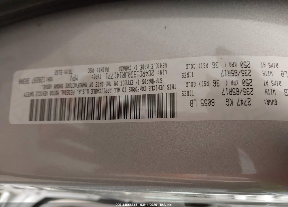 2018 CHRYSLER PACIFICA TOURING L VIN: 2C4RC1BG0JR141771