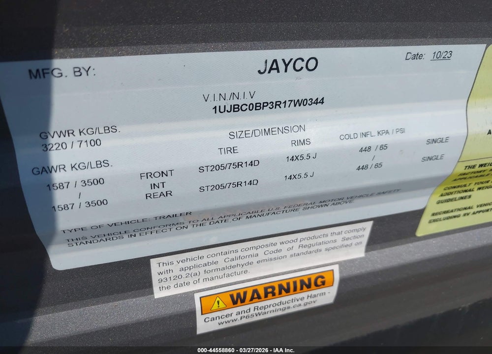 2024 JAYCO JAYFL184BH VIN: 1UJBC0BP3R17W0344