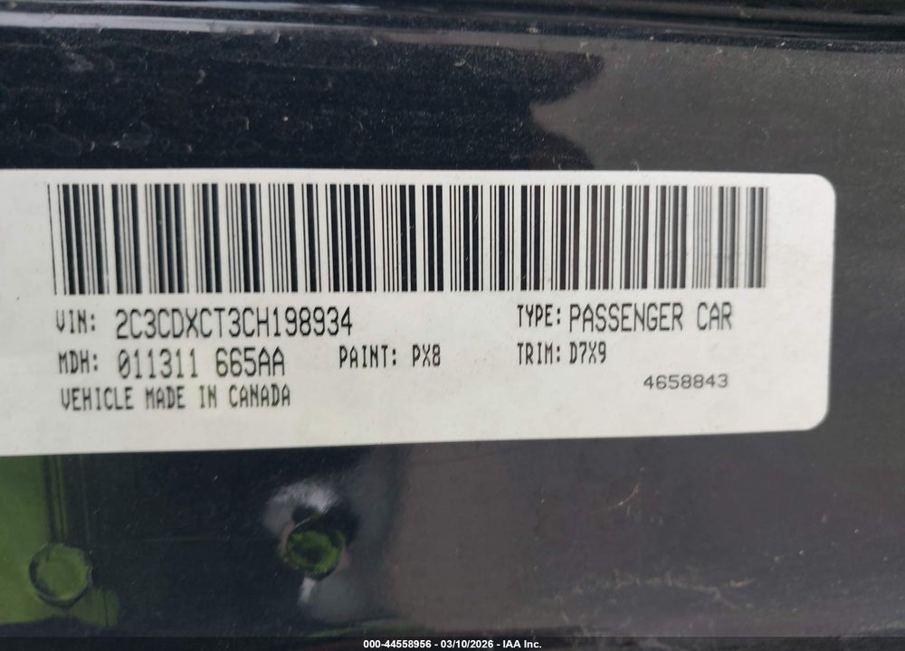2012 DODGE CHARGER R/T VIN: 2C3CDXCT3CH198934