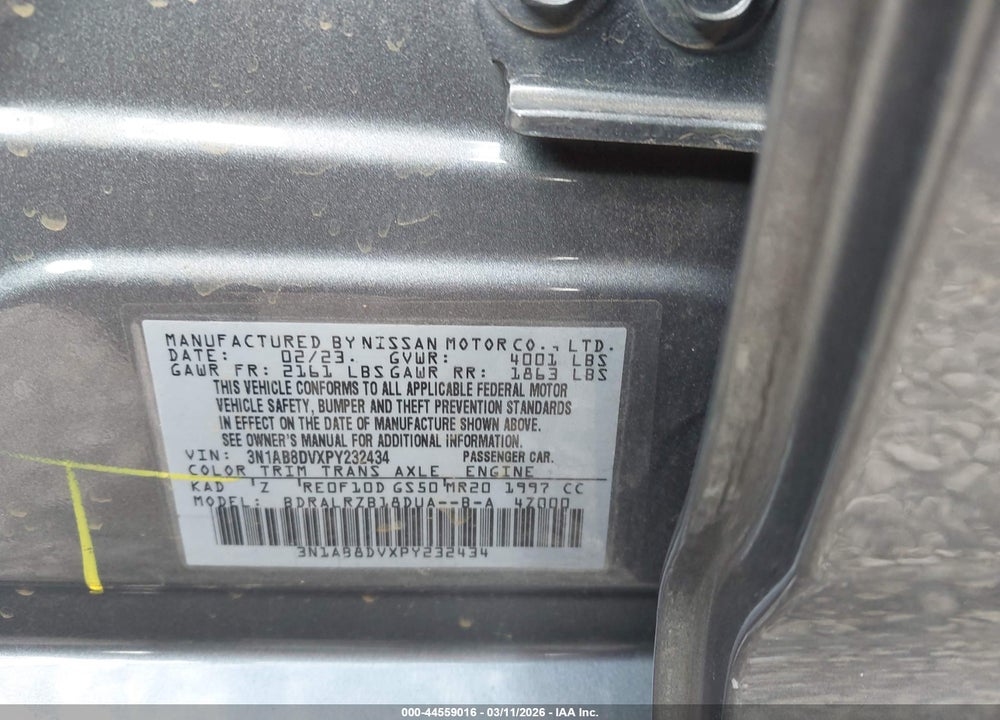 2023 NISSAN SENTRA SR XTRONIC CVT VIN: 3N1AB8DVXPY232434