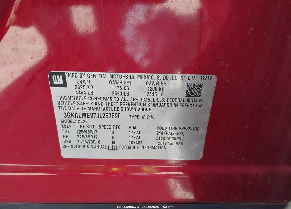 2018 GMC TERRAIN SLE VIN: 3GKALMEV7JL257690