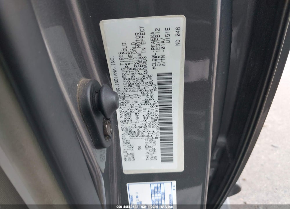 2004 TOYOTA SIENNA LE VIN: 5TDZA23C54S101978