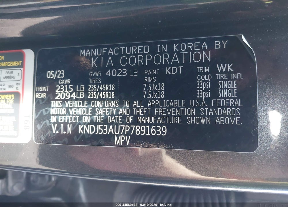 2023 KIA SOUL GT-LINE VIN: KNDJ53AU7P7891639
