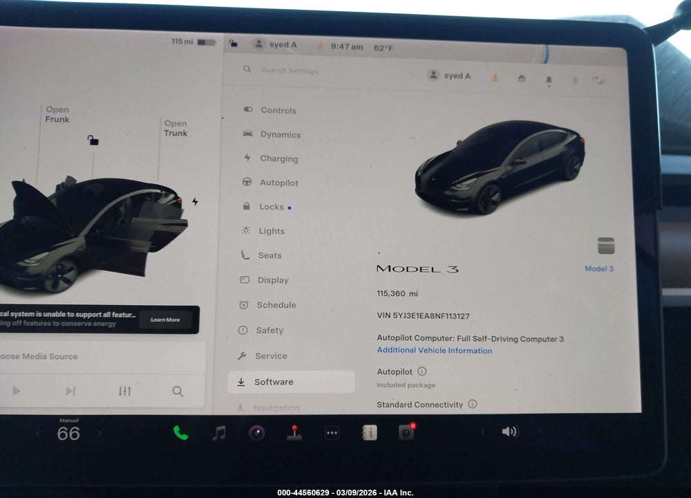 2022 TESLA MODEL 3 REAR-WHEEL DRIVE VIN: 5YJ3E1EA8NF113127
