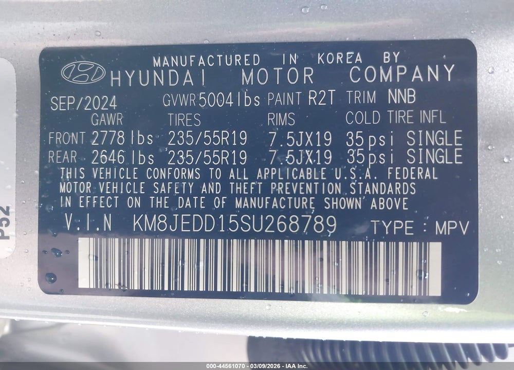 2025 HYUNDAI TUCSON HYBRID LIMITED VIN: KM8JEDD15SU268789