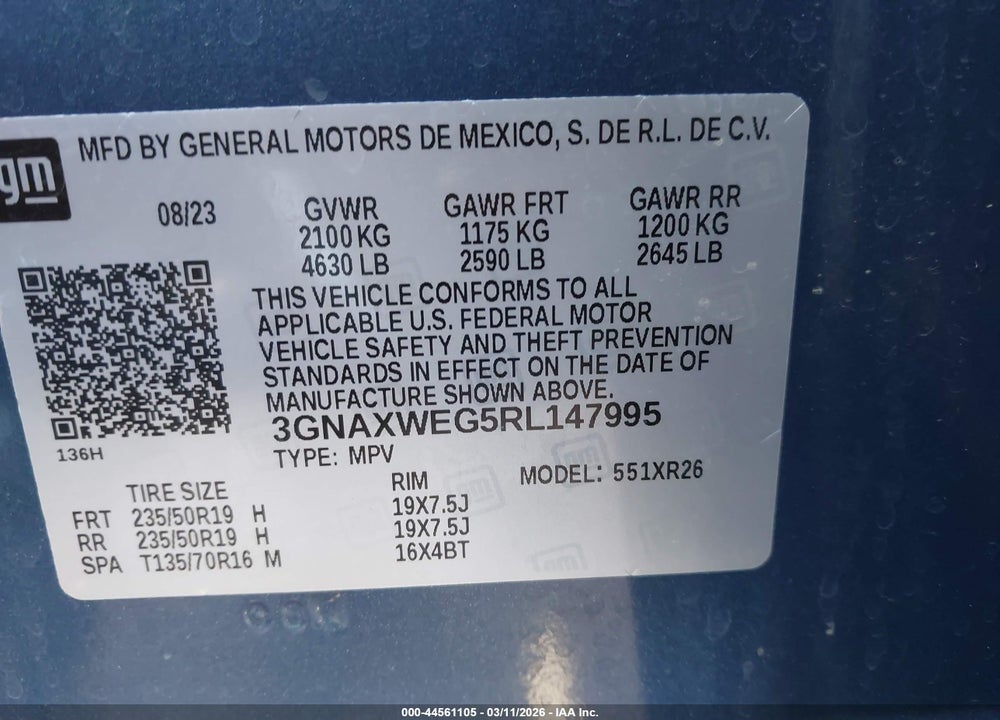 2024 CHEVROLET EQUINOX AWD RS VIN: 3GNAXWEG5RL147995