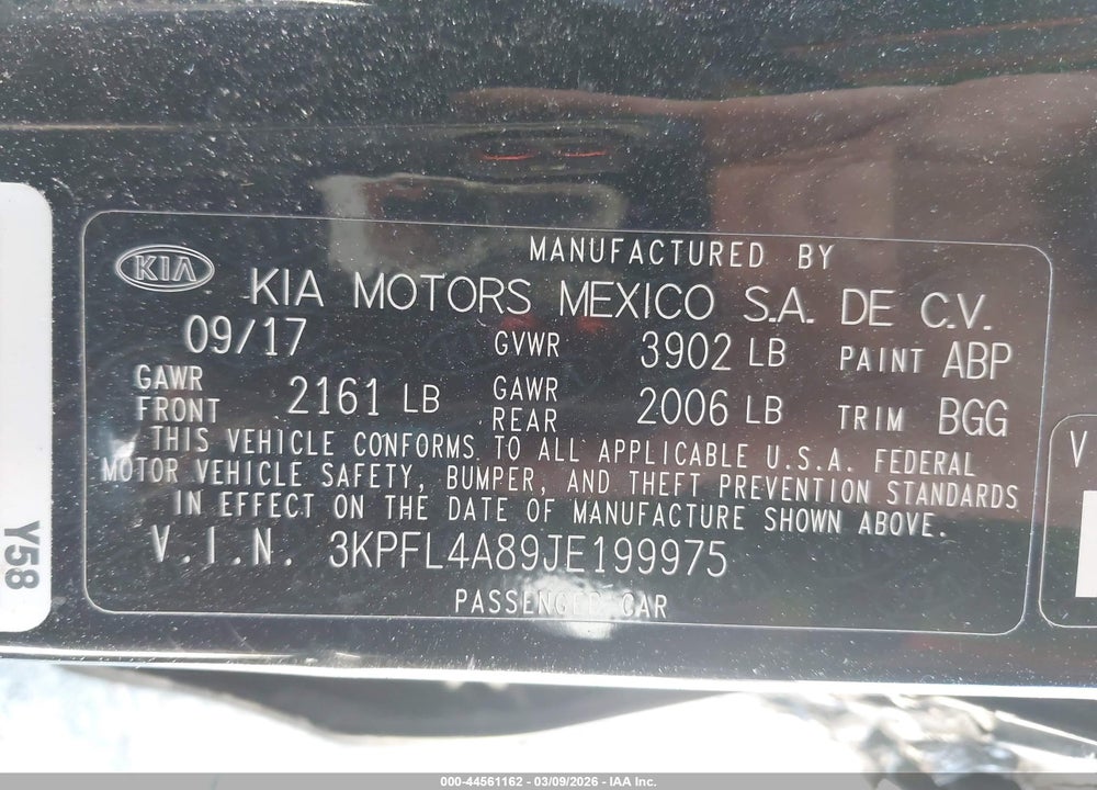 2018 KIA FORTE EX VIN: 3KPFL4A89JE199975