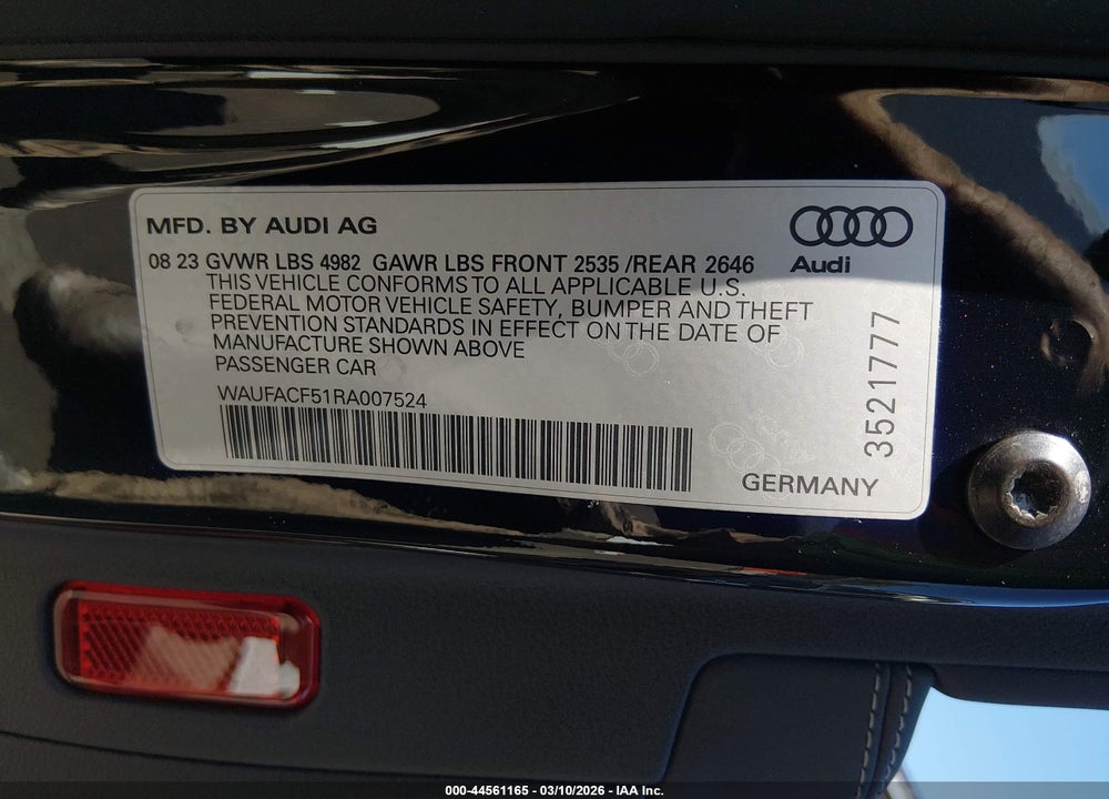 2024 AUDI A5 SPORTBACK PREMIUM PLUS 45 TFSI QUATTRO S TRONIC VIN: WAUFACF51RA007524