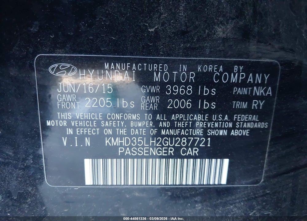 2016 HYUNDAI ELANTRA GT VIN: KMHD35LH2GU287721