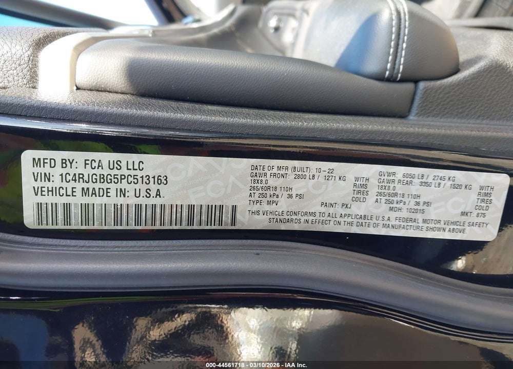 2023 JEEP GRAND CHEROKEE LIMITED 4X2 VIN: 1C4RJGBG5PC513163