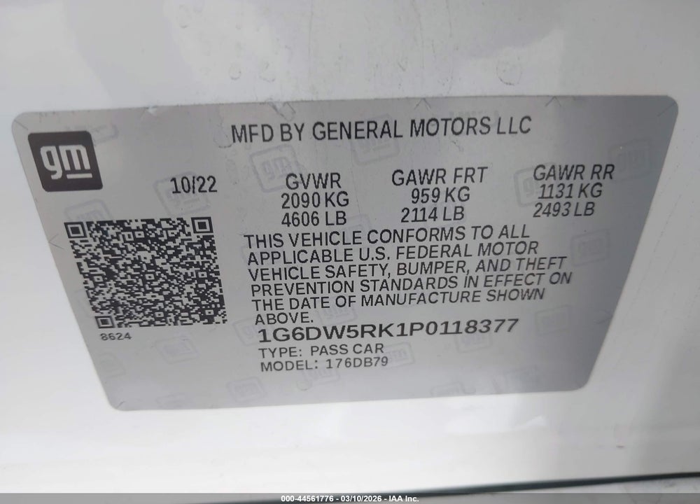 2023 CADILLAC CT5 LUXURY VIN: 1G6DW5RK1P0118377