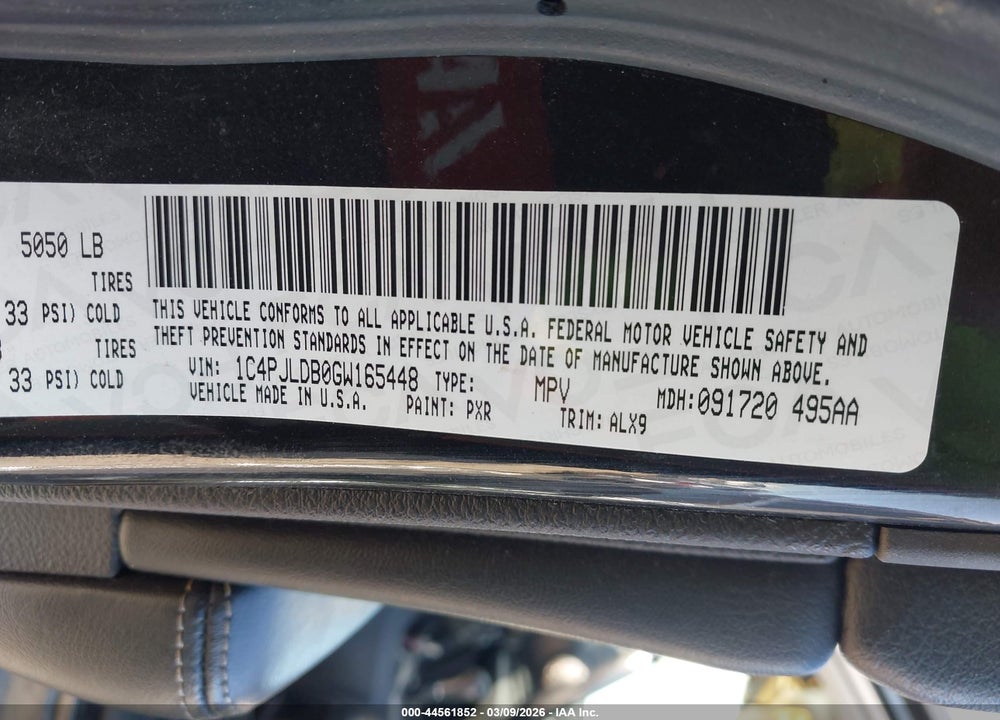 2016 JEEP CHEROKEE LIMITED VIN: 1C4PJLDB0GW165448