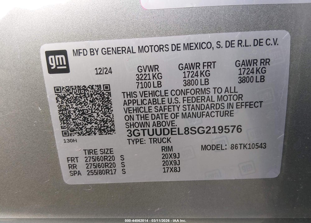 2025 GMC SIERRA 1500 4WD  SHORT BOX SLT VIN: 3GTUUDEL8SG219576