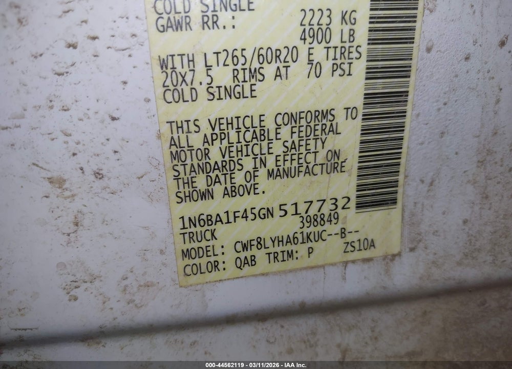 2016 NISSAN TITAN XD PLATINUM RESERVE DIESEL VIN: 1N6BA1F45GN517732