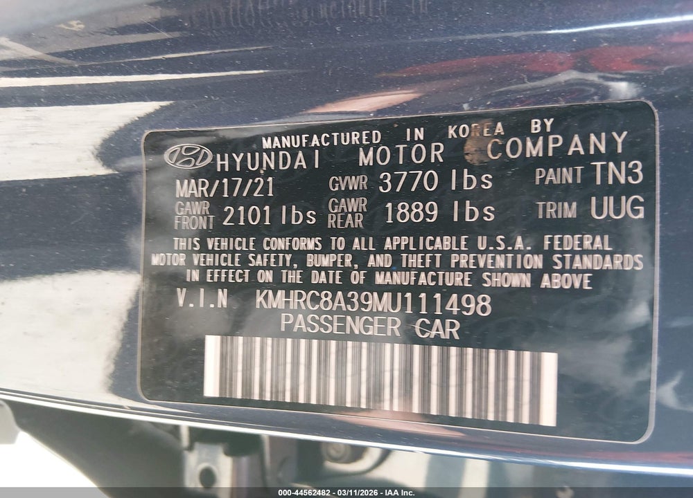 2021 HYUNDAI VENUE DENIM VIN: KMHRC8A39MU111498