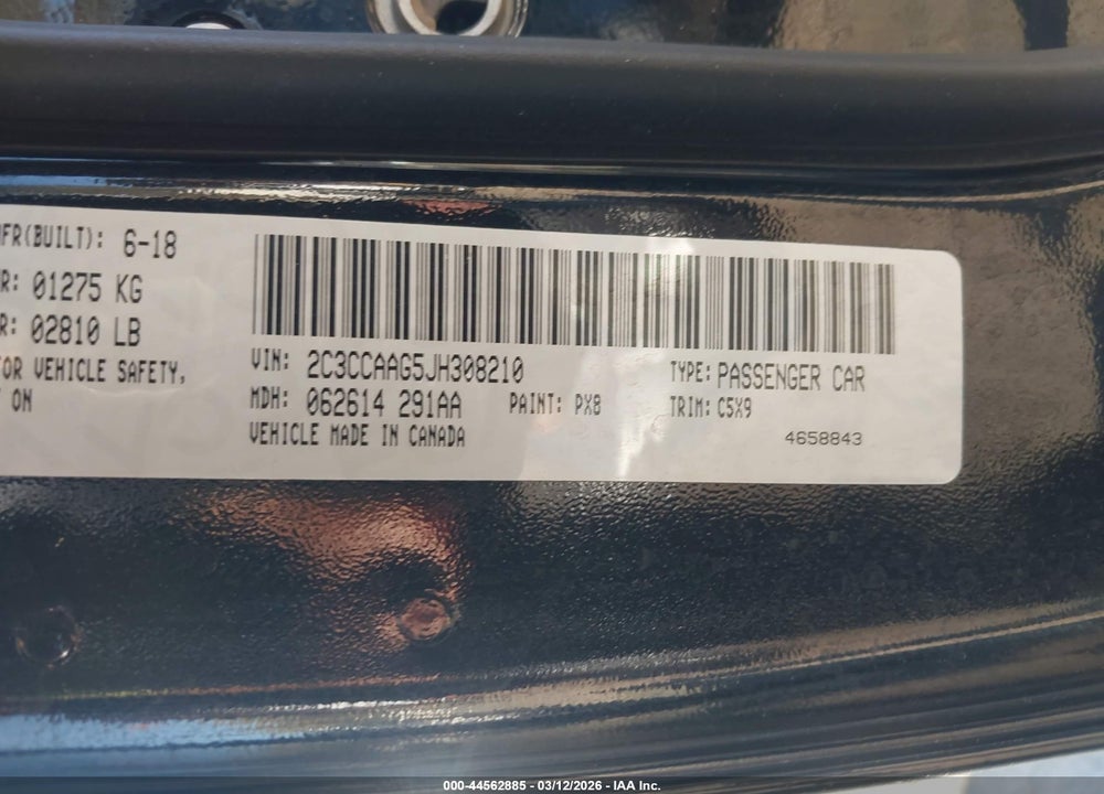 2018 CHRYSLER 300 TOURING VIN: 2C3CCAAG5JH308210