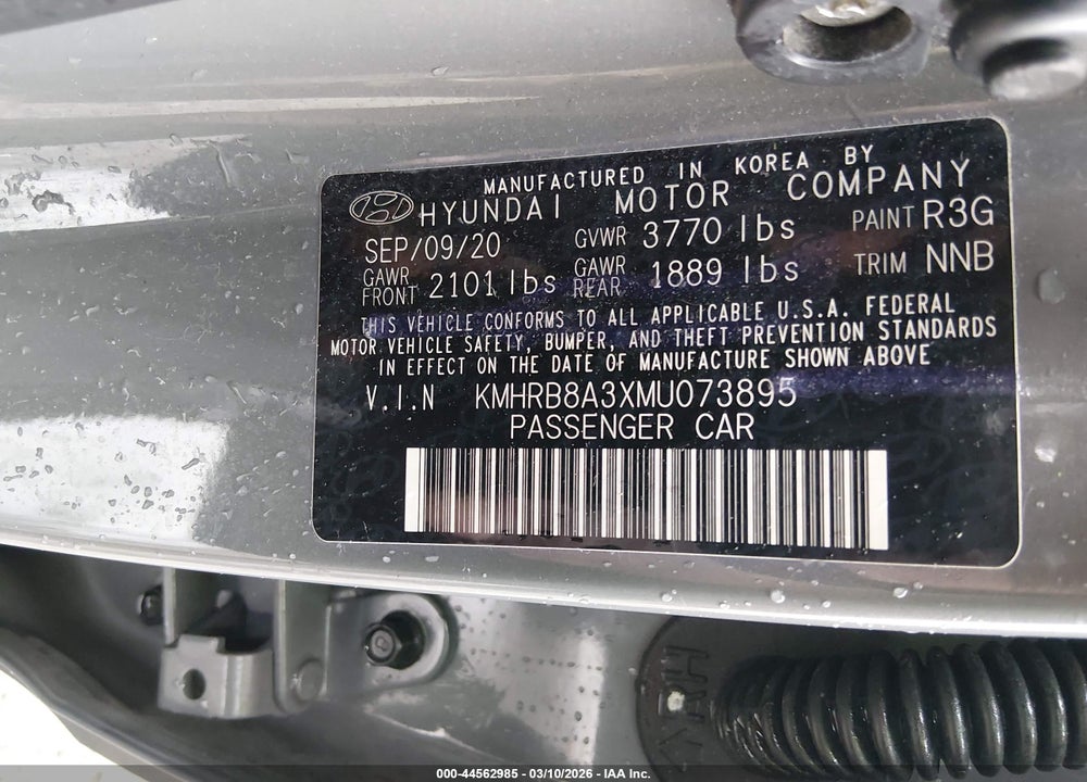 2021 HYUNDAI VENUE SE VIN: KMHRB8A3XMU073895