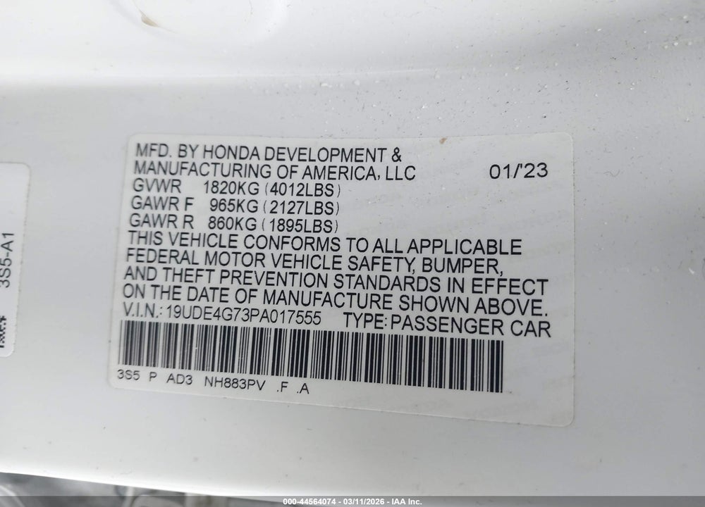 2023 ACURA INTEGRA A- VIN: 19UDE4G73PA017555