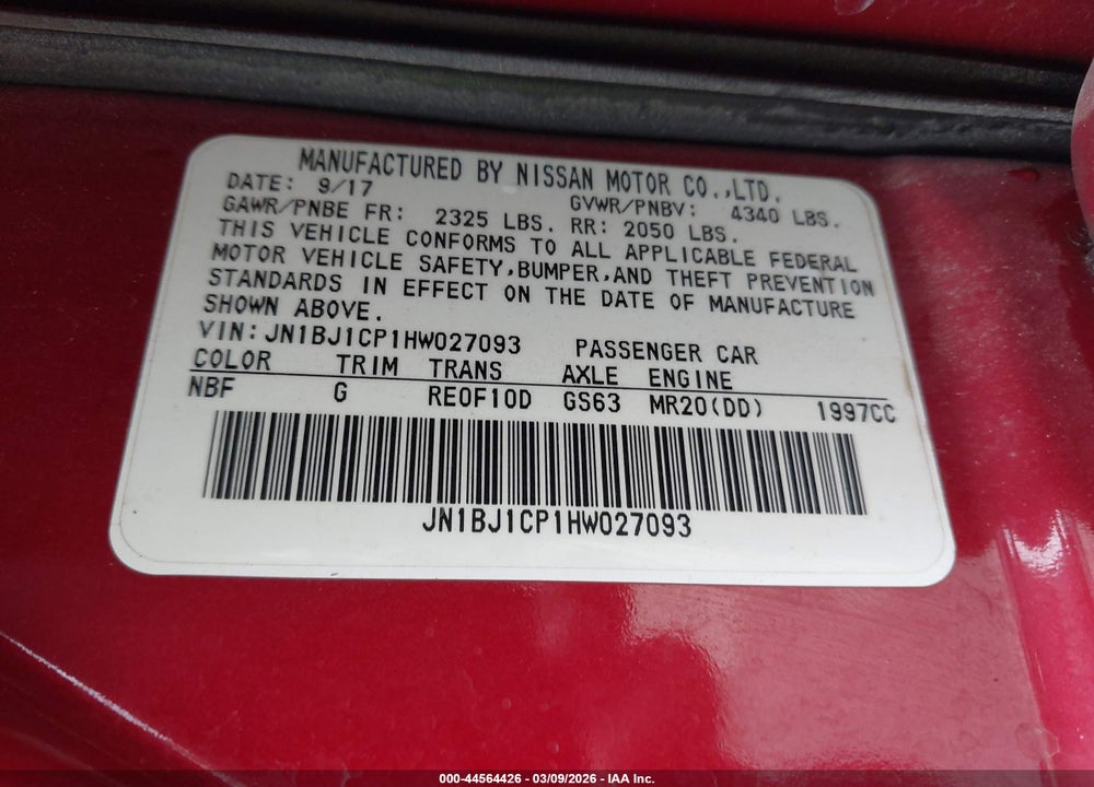 2017 NISSAN ROGUE SPORT SV VIN: JN1BJ1CP1HW027093