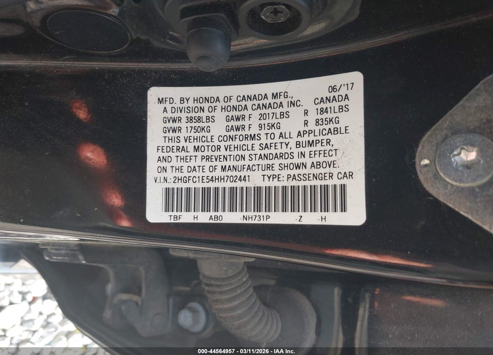 2017 HONDA CIVIC SI VIN: 2HGFC1E54HH702441