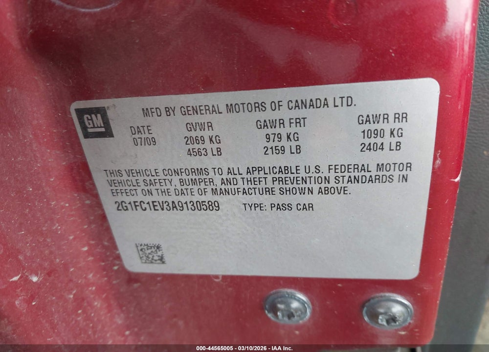 2010 CHEVROLET CAMARO 2LT VIN: 2G1FC1EV3A9130589