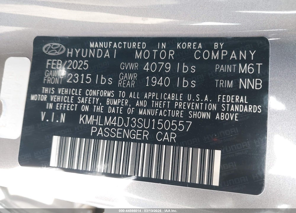 2025 HYUNDAI ELANTRA HYBRID BLUE VIN: KMHLM4DJ3SU150557