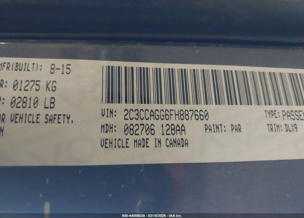 2015 CHRYSLER 300 300S VIN: 2C3CCAGG6FH887660