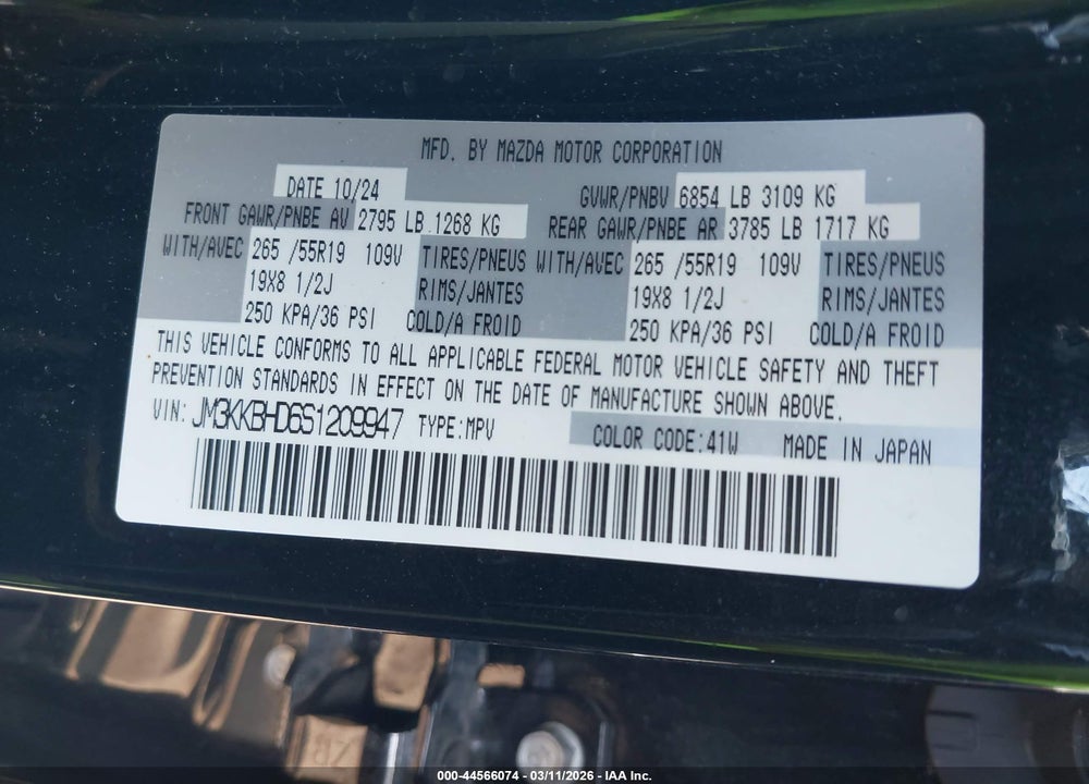 2025 MAZDA CX-90 3.3 TURBO PREFERRED PACKAGE VIN: JM3KKBHD6S1209947