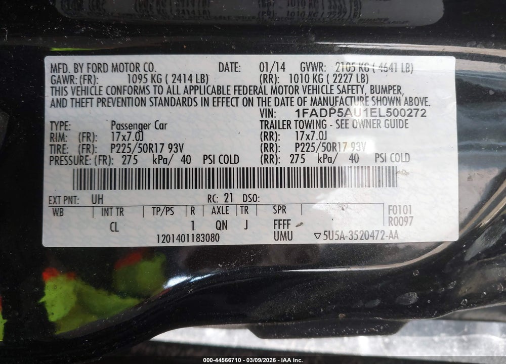 2014 FORD C-MAX HYBRID SE VIN: 1FADP5AU1EL500272