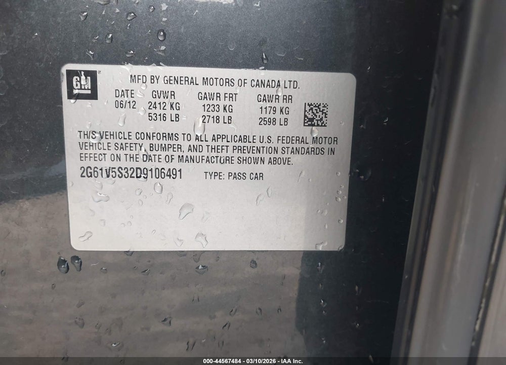 2013 CADILLAC XTS PLATINUM VIN: 2G61V5S32D9106491