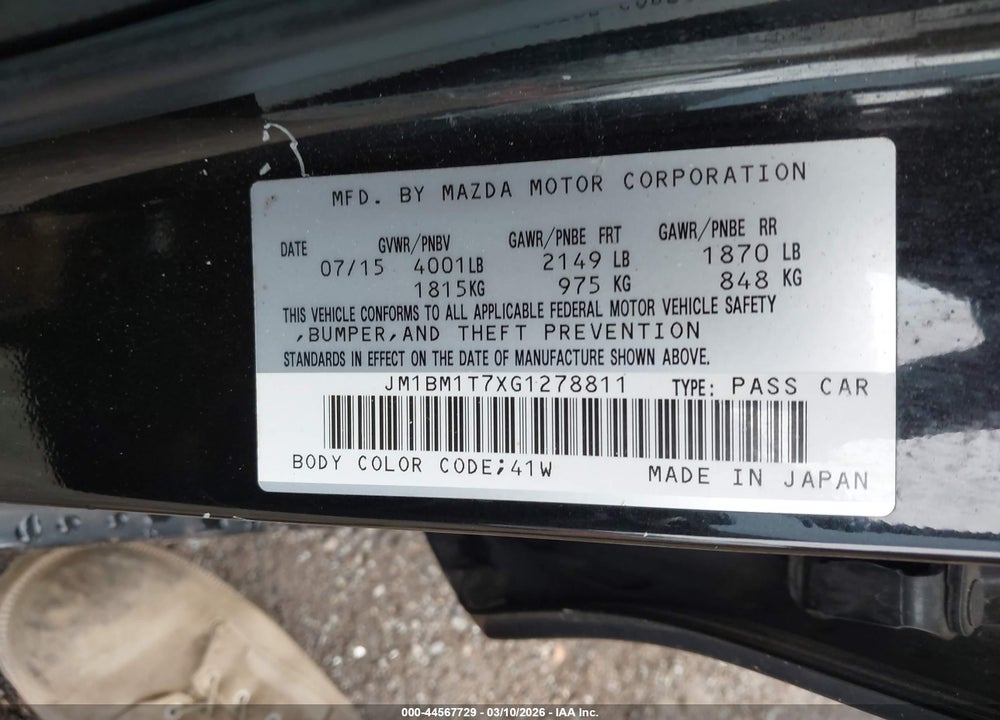 2016 MAZDA 3 I SPORT VIN: JM1BM1T7XG1278811