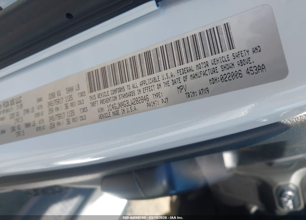 2020 JEEP WRANGLER SPORT S 4X4 VIN: 1C4GJXAG3LW282846