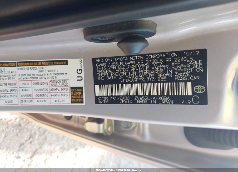 2020 TOYOTA PRIUS PRIME LIMITED VIN: JTDKARFPXL3141885