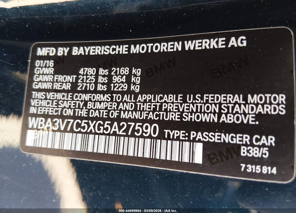 2016 BMW 428I VIN: WBA3V7C5XG5A27590