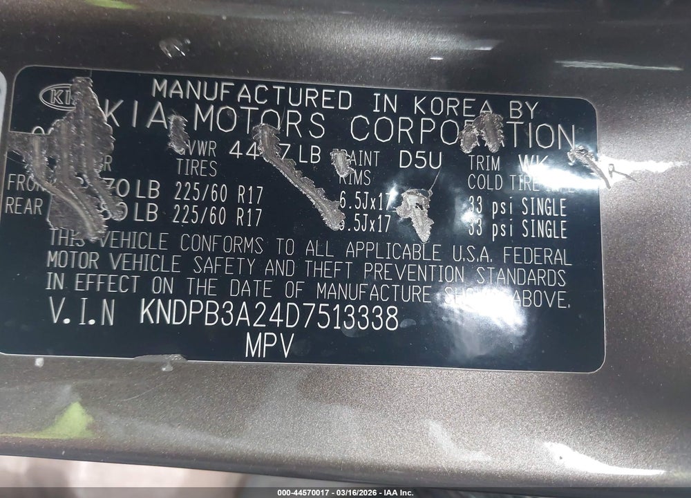 2013 KIA SPORTAGE LX VIN: KNDPB3A24D7513338