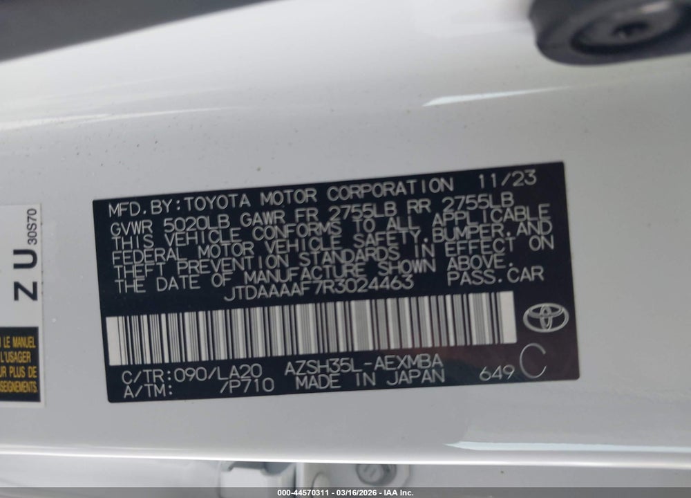 2024 TOYOTA CROWN LIMITED VIN: JTDAAAAF7R3024463