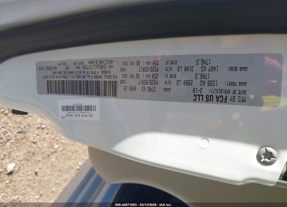 2018 DODGE GRAND CARAVAN SE VIN: 2C4RDGBG2JR273334