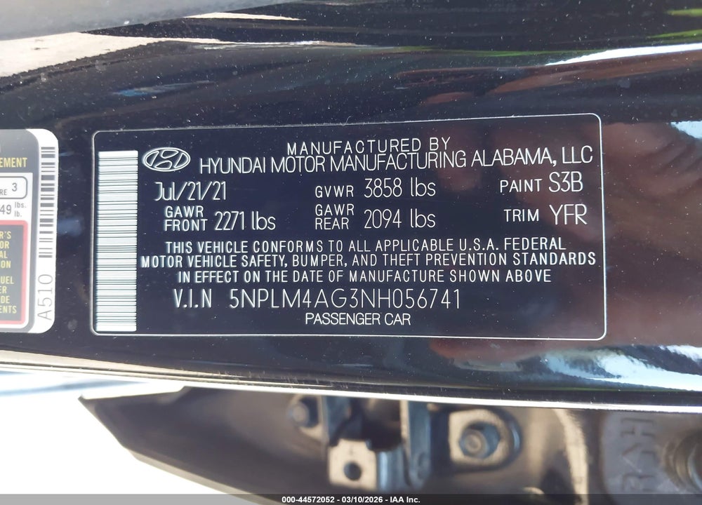 2022 HYUNDAI ELANTRA SEL VIN: 5NPLM4AG3NH056741