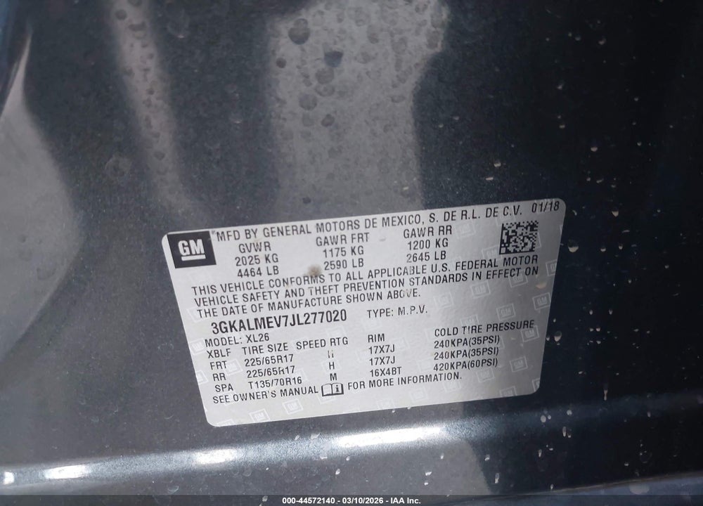 2018 GMC TERRAIN SLE VIN: 3GKALMEV7JL277020