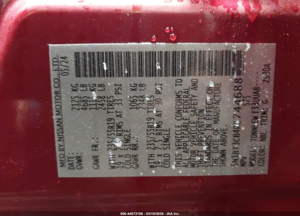 2024 NISSAN ROGUE SL INTELLIGENT AWD VIN: 5N1BT3CB4RC744688