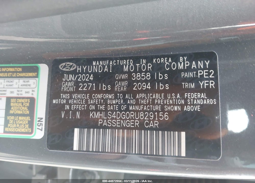 2024 HYUNDAI ELANTRA SEL VIN: KMHLS4DG0RU829156