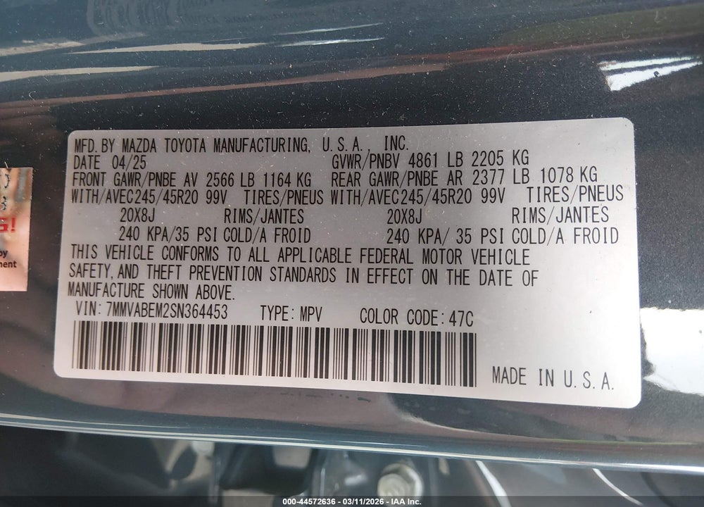 2025 MAZDA CX-50 2.5 S PREMIUM PLUS PACKAGE VIN: 7MMVABEM2SN364453