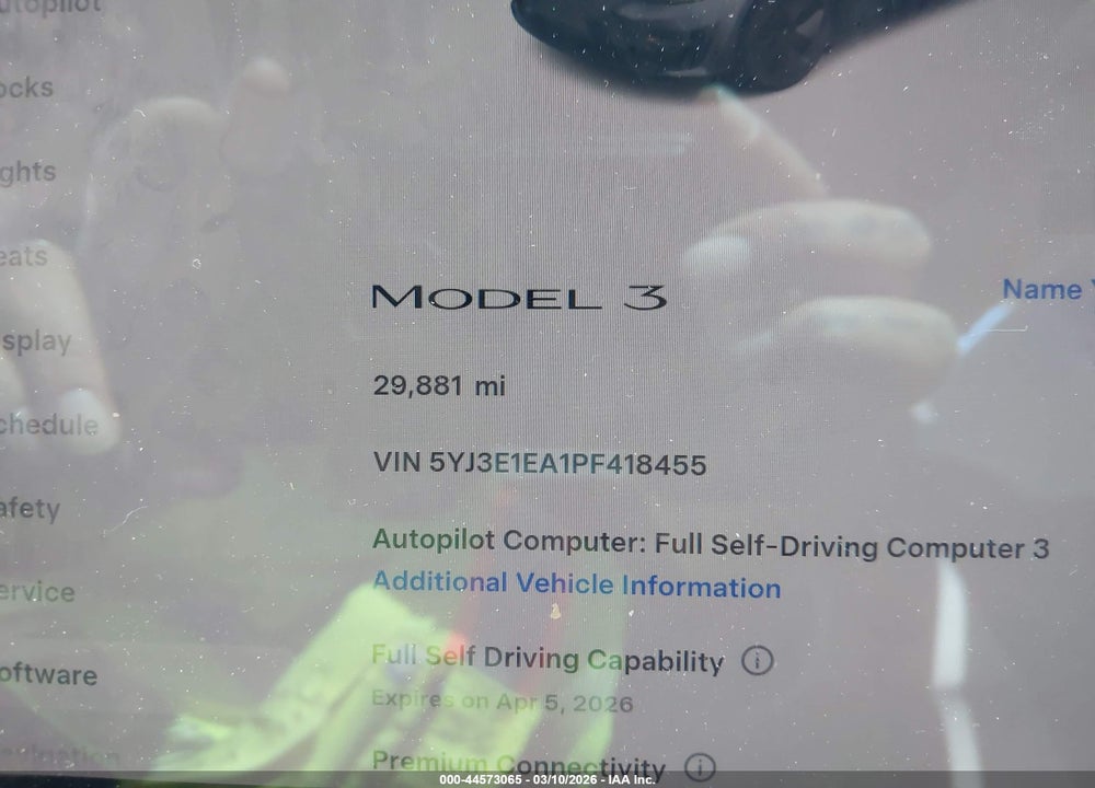 2023 TESLA MODEL 3 REAR-WHEEL DRIVE VIN: 5YJ3E1EA1PF418455