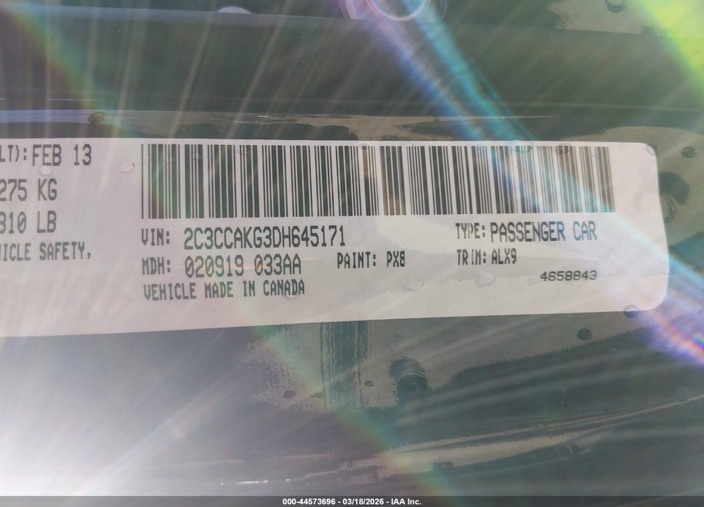 2013 CHRYSLER 300C AWD VIN: 2C3CCAKG3DH645171