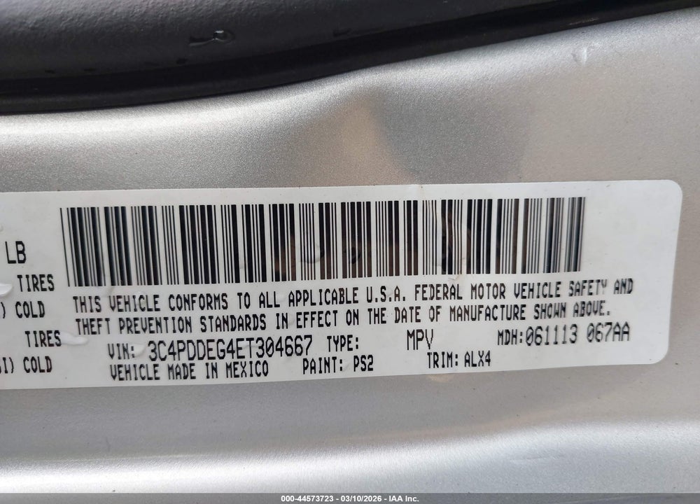 2014 DODGE JOURNEY R/T VIN: 3C4PDDEG4ET304667
