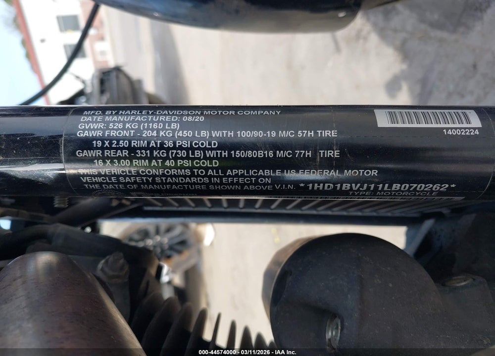 2020 HARLEY-DAVIDSON FXST VIN: 1HD1BVJ11LB070262