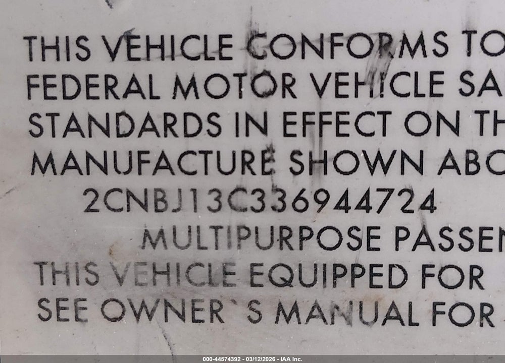 2003 CHEVROLET TRACKER HARD TOP BASE VIN: 2CNBJ13C336944724